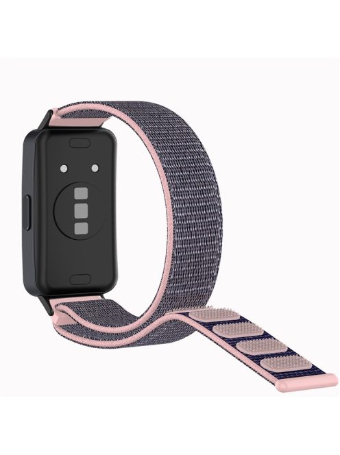 For Huawei Band 8 / Band 8 NFC / Band 9 / Band 9 NFC Nylon Watch Band Adjustable Sport Loop Breathable Replacement Strap - Pink