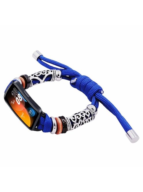 For Huawei Band 8 / Band 8 NFC / Band 9 / Band 9 NFC Watch Band Beads Decor Braided Rope Adjustable Wrist Strap - Dark Blue