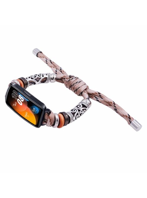 For Huawei Band 8 / Band 8 NFC / Band 9 / Band 9 NFC Watch Band Beads Decor Braided Rope Adjustable Wrist Strap - Desert Camo