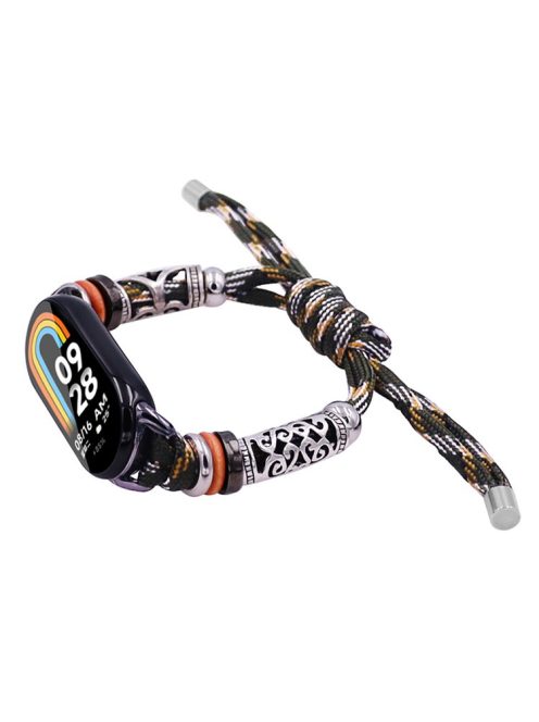 For Huawei Band 8 / Band 8 NFC / Band 9 / Band 9 NFC Watch Band Beads Decor Braided Rope Adjustable Wrist Strap - Forest Camo