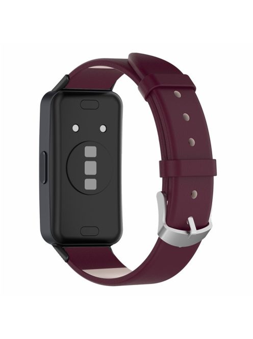 For Huawei Band 8 / Band 8 NFC / Band 9 / Band 9 NFC Watch Band Genuine Cow Leather Replacement Strap - Wine Red