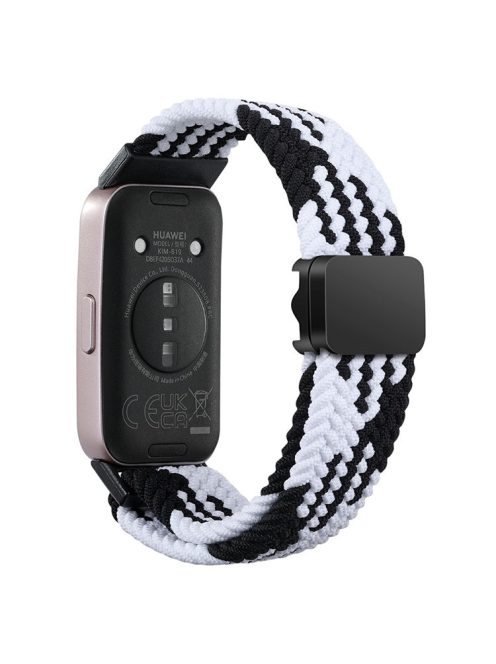 For Huawei Band 8 / Band 8 NFC / Band 9 / Band 9 NFC Wrist Band Magnetic Buckle Nylon Braided Smartwatch Strap - Black+White