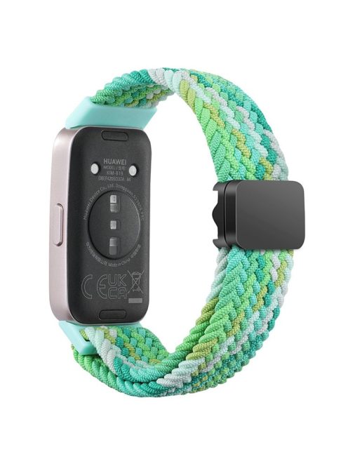 For Huawei Band 8 / Band 8 NFC / Band 9 / Band 9 NFC Wrist Band Magnetic Buckle Nylon Braided Smartwatch Strap - Colorful Green