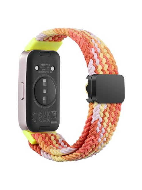 For Huawei Band 8 / Band 8 NFC / Band 9 / Band 9 NFC Wrist Band Magnetic Buckle Nylon Braided Smartwatch Strap - Colorful Orange