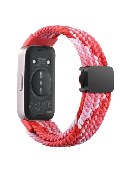 For Huawei Band 8 / Band 8 NFC / Band 9 / Band 9 NFC Wrist Band Magnetic Buckle Nylon Braided Smartwatch Strap - Colorful Red