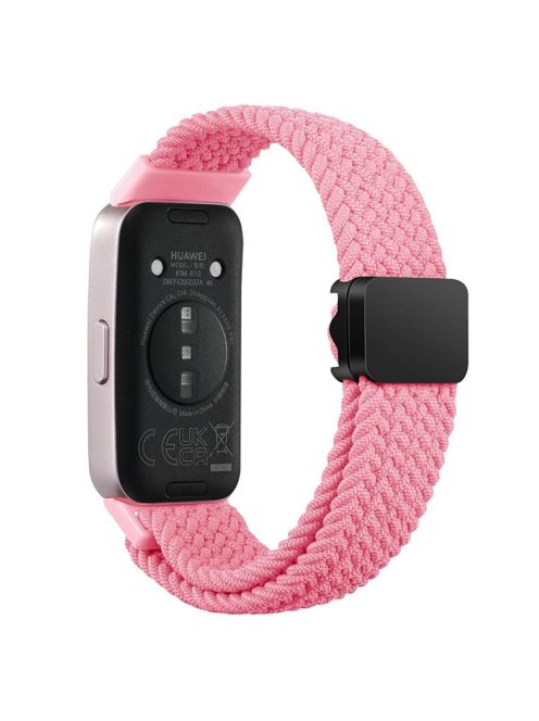 For Huawei Band 8 / Band 8 NFC / Band 9 / Band 9 NFC Wrist Band Magnetic Buckle Nylon Braided Smartwatch Strap - Pink