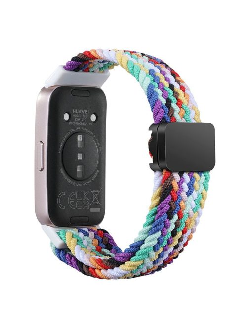 For Huawei Band 8 / Band 8 NFC / Band 9 / Band 9 NFC Wrist Band Magnetic Buckle Nylon Braided Smartwatch Strap - Rainbow