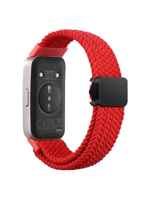 For Huawei Band 8 / Band 8 NFC / Band 9 / Band 9 NFC Wrist Band Magnetic Buckle Nylon Braided Smartwatch Strap - Red