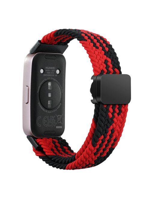 For Huawei Band 8 / Band 8 NFC / Band 9 / Band 9 NFC Wrist Band Magnetic Buckle Nylon Braided Smartwatch Strap - Red+Black