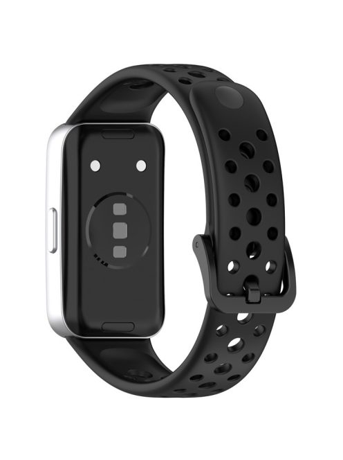 For Huawei Band 9 / 9 NFC / 8 / 8 NFC Breathable Holes Replacement Band Silicone Watch Strap - Black