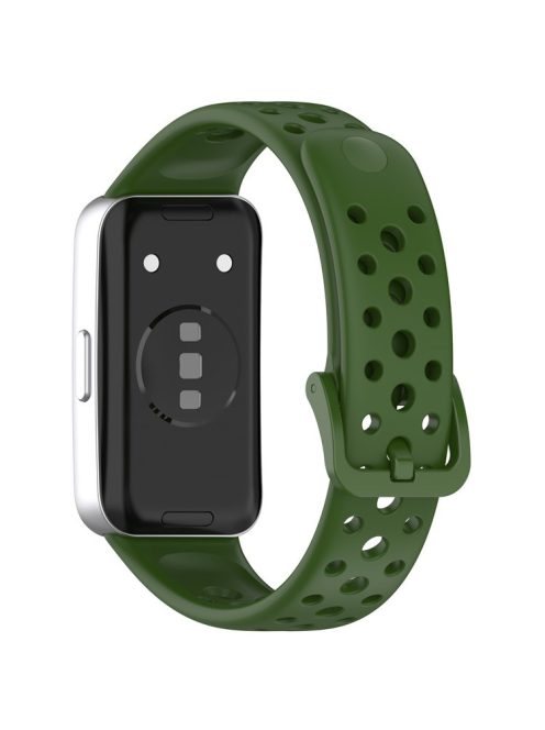 For Huawei Band 9 / 9 NFC / 8 / 8 NFC Breathable Holes Replacement Band Silicone Watch Strap - Green