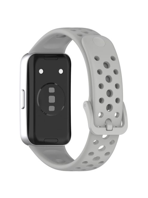 For Huawei Band 9 / 9 NFC / 8 / 8 NFC Breathable Holes Replacement Band Silicone Watch Strap - Grey