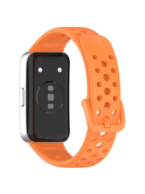 For Huawei Band 9 / 9 NFC / 8 / 8 NFC Breathable Holes Replacement Band Silicone Watch Strap - Orange