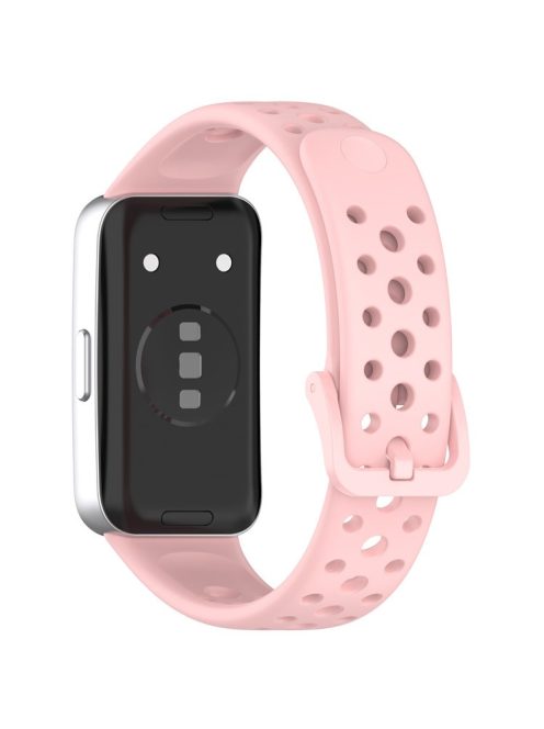 For Huawei Band 9 / 9 NFC / 8 / 8 NFC Breathable Holes Replacement Band Silicone Watch Strap - Pink