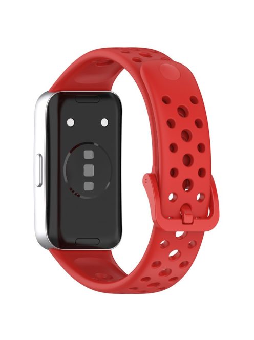 For Huawei Band 9 / 9 NFC / 8 / 8 NFC Breathable Holes Replacement Band Silicone Watch Strap - Red