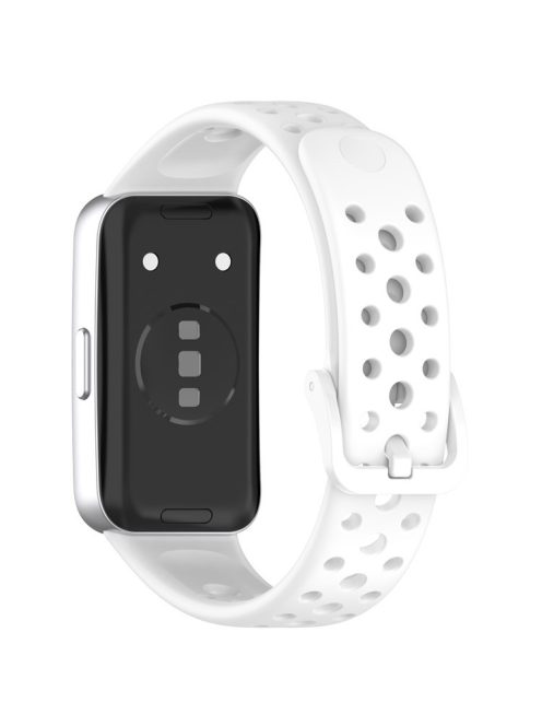 For Huawei Band 9 / 9 NFC / 8 / 8 NFC Breathable Holes Replacement Band Silicone Watch Strap - White