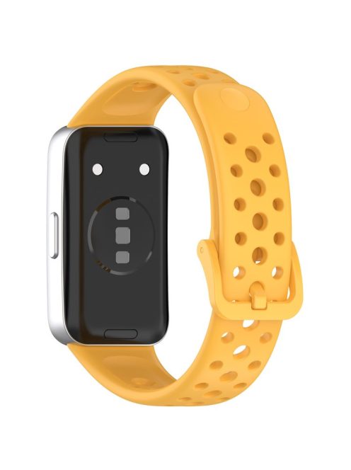 For Huawei Band 9 / 9 NFC / 8 / 8 NFC Breathable Holes Replacement Band Silicone Watch Strap - Yellow