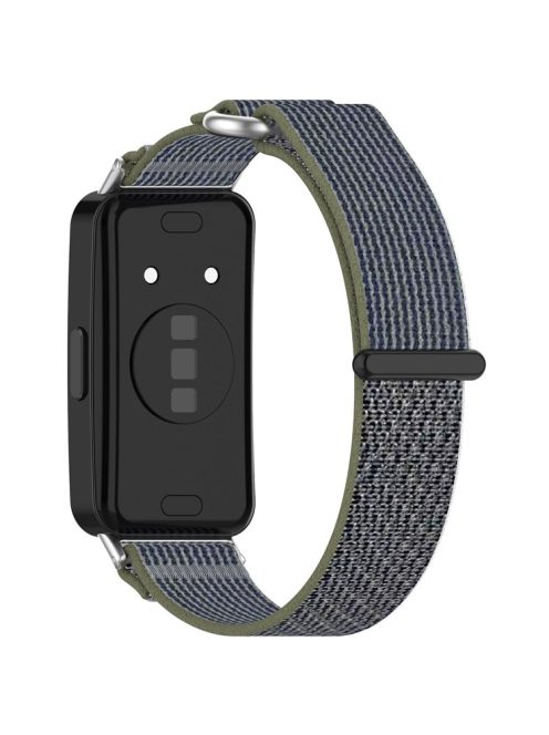 For Huawei Band 9 / Band 9 NFC / Band 8 / Band 8 NFC Strap Nylon Sport Loop Watch Bands - Green+Grey