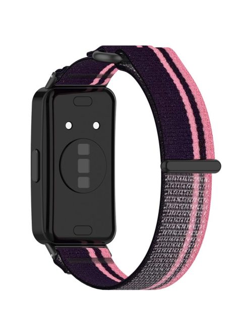 For Huawei Band 9 / Band 9 NFC / Band 8 / Band 8 NFC Strap Nylon Sport Loop Watch Bands - Pink+Purple