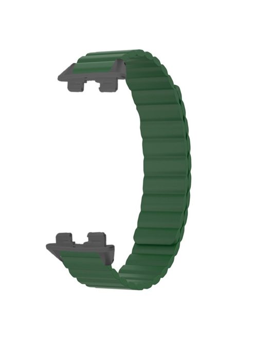 For Huawei Band 9 Magnetic Wrist Band Adjustable Silicone Watch Strap Watch Replacement Accessory - Army Green