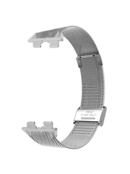 For Huawei Band 9 Watch Bracelet Milanese Mesh Replacement Strap with Metal Connector - Silver