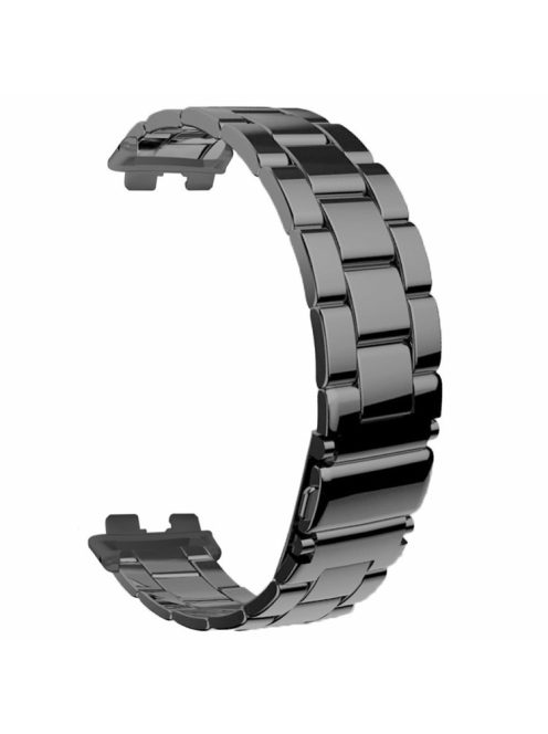 For Huawei Band 9 Watch Strap Stainless Steel Slim Watch Band with Metal Connector - Black