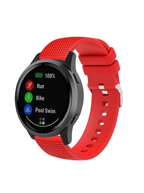 For Huawei TalkBand B5 Grid Design Soft Silicone Watch Band 18mm Replacement Strap with Silver Buckle - Red