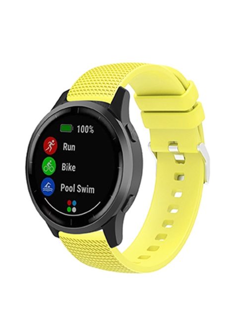 For Huawei TalkBand B5 Grid Design Soft Silicone Watch Band 18mm Replacement Strap with Silver Buckle - Yellow