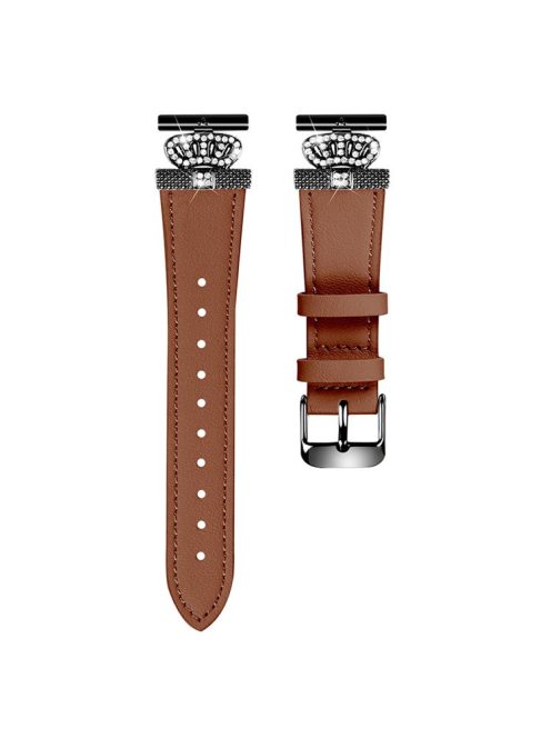 For Huawei Watch 2  /  GT 2 42mm  /  GT 3 42mm Band Genuine Cow Leather Watch Strap with Black Connector - Brown