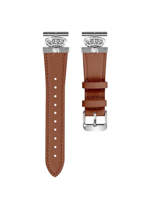 For Huawei Watch 2  /  GT 2 42mm  /  GT 3 42mm Band Replacement Genuine Cow Leather Strap with Silver Connector - Brown