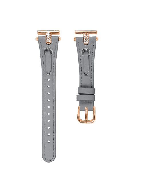 For Huawei Watch 2  /  GT 2 42mm  /  GT 3 42mm Genuine Cow Leather Watchband (Rose Gold Connector) - Grey