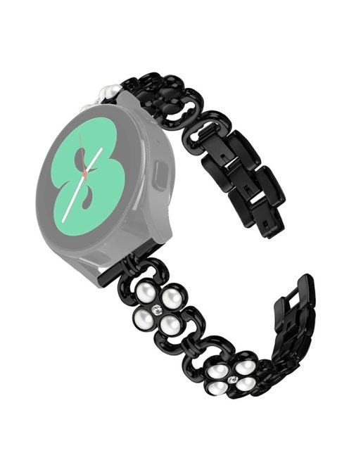 For Huawei Watch 2 Wrist Band Pearl Decor Four Leaf Clover Stainless Steel Strap - Black