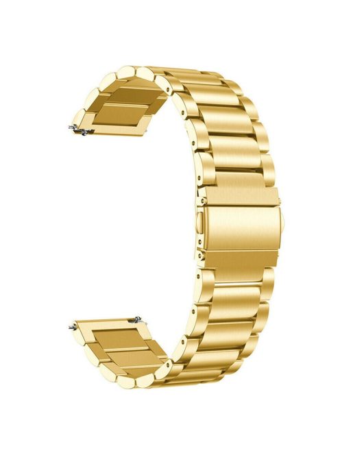 For Huawei Watch 3 / Watch 3 Pro 316L Stainless Steel 3-Bead Watch Strap 22mm Replacement Band - Gold