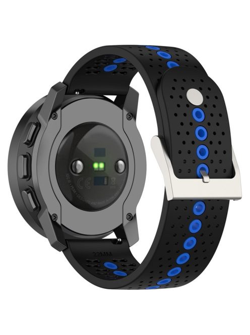 For Huawei Watch 4 / 4 Pro / GT 4 46mm Color Holes Watch Strap 22mm Universal Silicone Band - Black+Blue