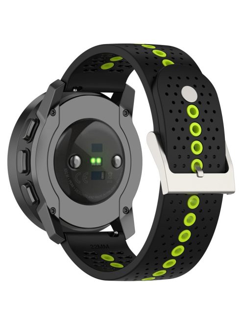 For Huawei Watch 4 / 4 Pro / GT 4 46mm Color Holes Watch Strap 22mm Universal Silicone Band - Black+Lime