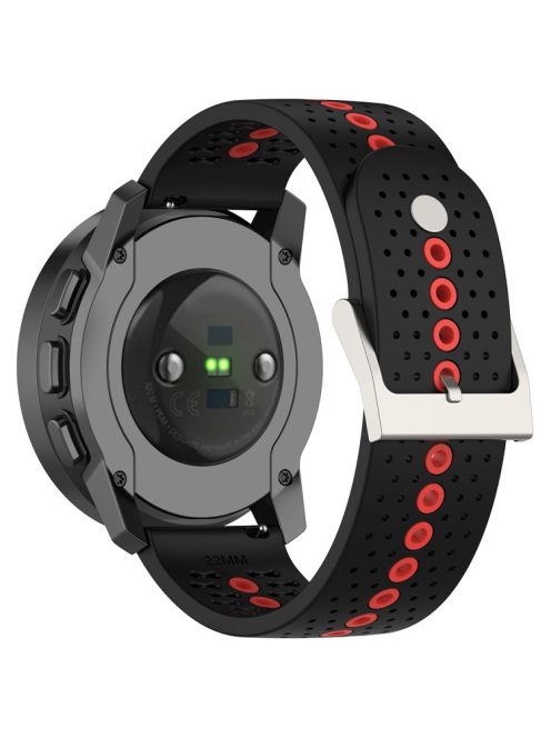 For Huawei Watch 4 / 4 Pro / GT 4 46mm Color Holes Watch Strap 22mm Universal Silicone Band - Black+Orange Red