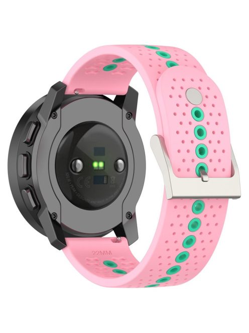 For Huawei Watch 4 / 4 Pro / GT 4 46mm Color Holes Watch Strap 22mm Universal Silicone Band - Pink+Teal