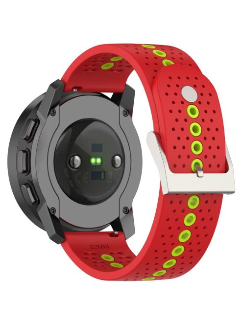 For Huawei Watch 4 / 4 Pro / GT 4 46mm Color Holes Watch Strap 22mm Universal Silicone Band - Red+Green