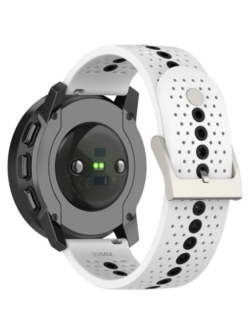 For Huawei Watch 4 / 4 Pro / GT 4 46mm Color Holes Watch Strap 22mm Universal Silicone Band - White+Black