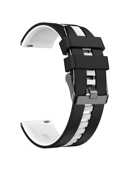 For Huawei Watch 4 / 4 Pro / GT 4 46mm Replacement Strap 22mm Universal Silicone Watch Band - Black+White