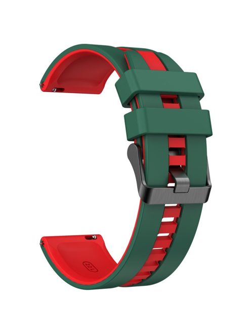 For Huawei Watch 4 / 4 Pro / GT 4 46mm Replacement Strap 22mm Universal Silicone Watch Band - Blackish Green+Red