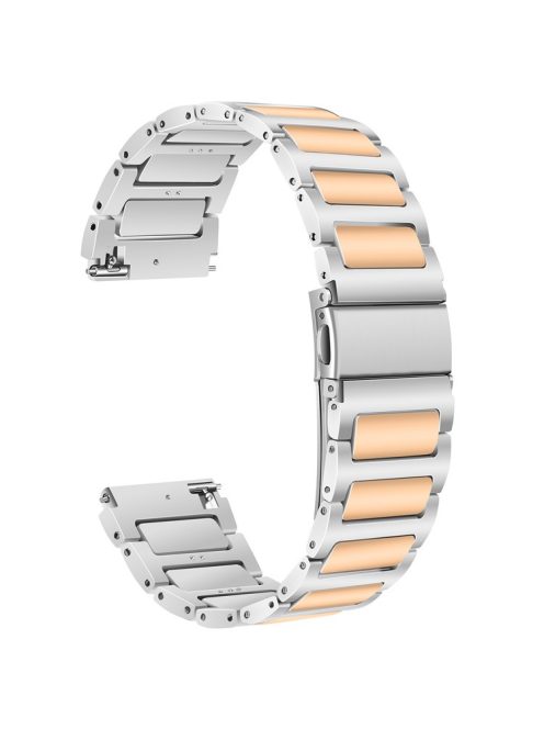 For Huawei Watch 4 / 4 Pro / GT 4 46mm Replacement Watch Strap 22mm Zinc Alloy Wrist Band - Silver+Rose Gold