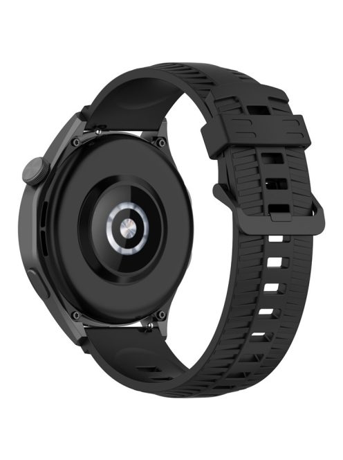 For Huawei Watch 4 / 4 Pro / GT 4 46mm Silicone Watch Strap 22mm Tire Texture Wrist Band - Black