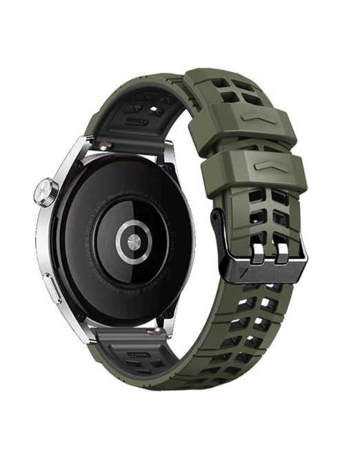 For Huawei Watch 4 / 4 Pro / Watch 3 / 3 Pro Silicone Watch Band 22mm Textured Watch Strap with Dual Buckle - Army Green / Black