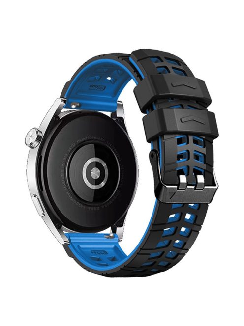 For Huawei Watch 4 / 4 Pro / Watch 3 / 3 Pro Silicone Watch Band 22mm Textured Watch Strap with Dual Buckle - Black / Blue