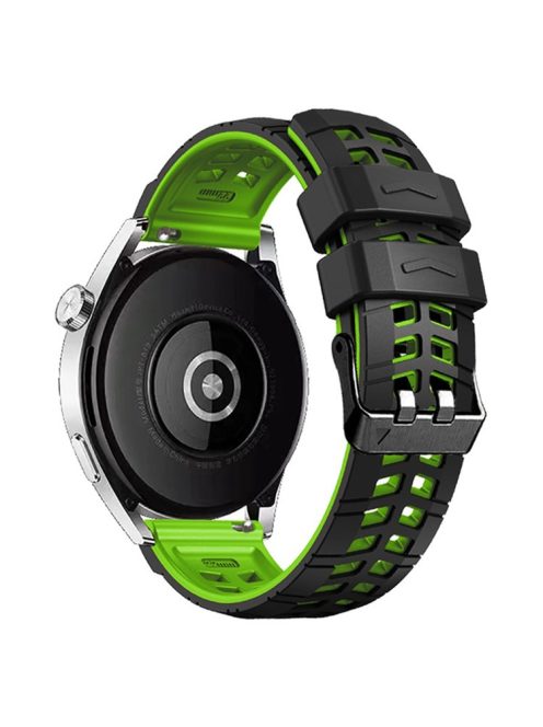 For Huawei Watch 4 / 4 Pro / Watch 3 / 3 Pro Silicone Watch Band 22mm Textured Watch Strap with Dual Buckle - Black / Green