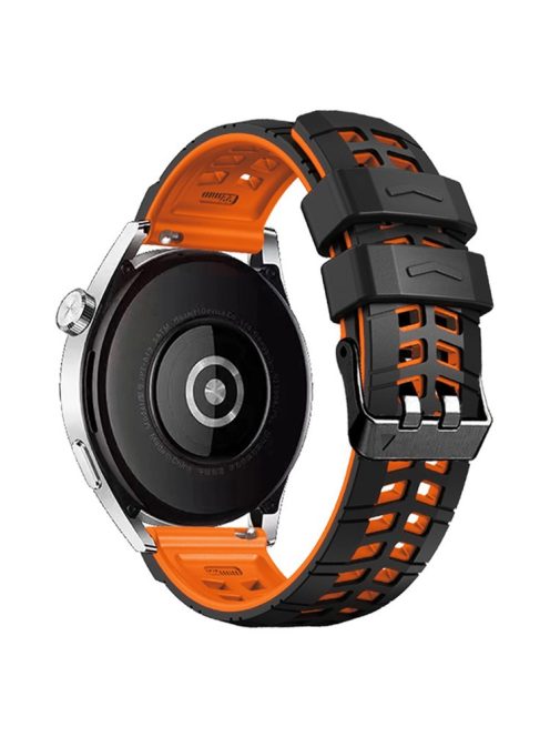 For Huawei Watch 4 / 4 Pro / Watch 3 / 3 Pro Silicone Watch Band 22mm Textured Watch Strap with Dual Buckle - Black / Orange