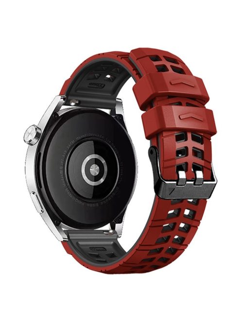 For Huawei Watch 4 / 4 Pro / Watch 3 / 3 Pro Silicone Watch Band 22mm Textured Watch Strap with Dual Buckle - Red / Black