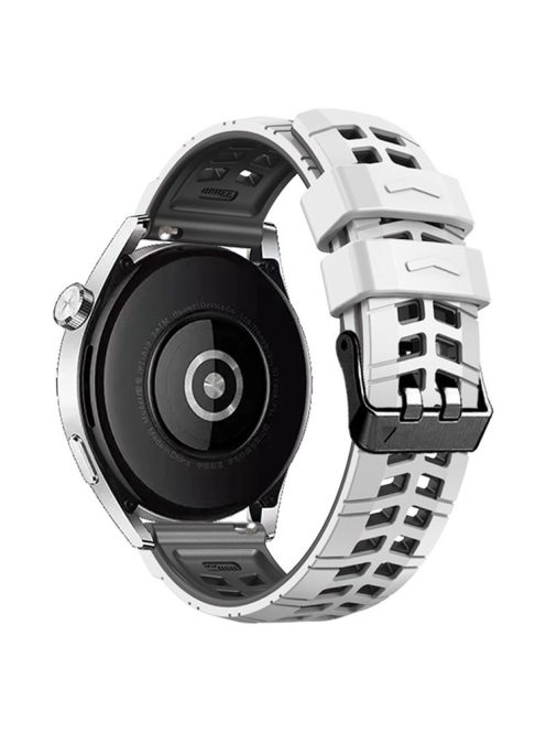 For Huawei Watch 4 / 4 Pro / Watch 3 / 3 Pro Silicone Watch Band 22mm Textured Watch Strap with Dual Buckle - White / Black