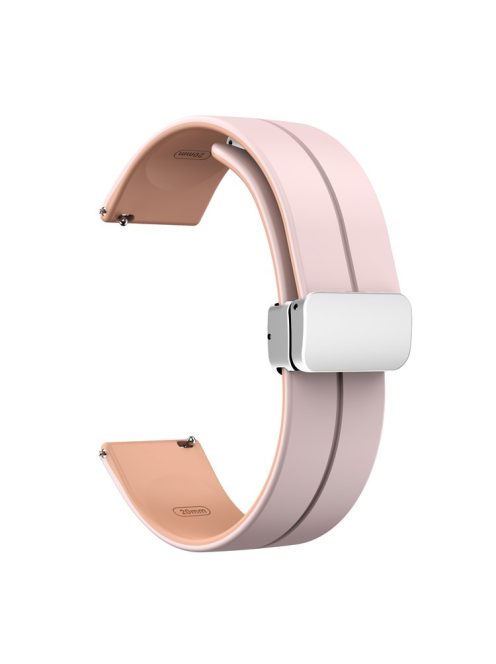 For Huawei Watch 4 / 4 Pro / Watch 3 / 3 Pro Watch Band 22mm Dual Color Silicone Watch Strap with Magnetic Folding Silver Buckle - Pink / Rose Pink